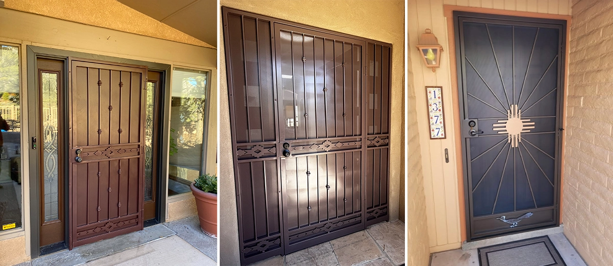 Three types of screen and storm doors